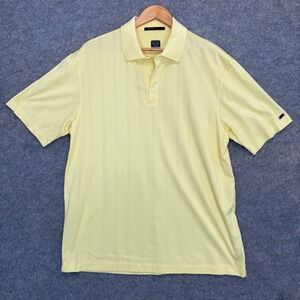 Vintage Tiger Woods Collection Polo Shirt Mens XL Sunday Yellow Striped Tee